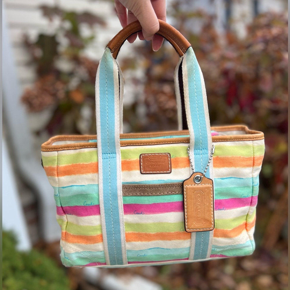 Coach Multicolor Striped Tote Bag 🌈